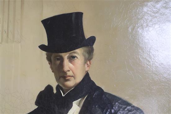 English School, oil on canvas, Portrait of a gentleman in riding attire, 121 x 91cm